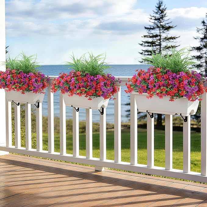 Artificial Flowers for Outdoors, 14 Bundles UV Resistant Fake Flowers Daisy with Greenery Plants,Faux Outdoor Flowers for Spring Summer Decoration, Outdoor Faux Plants Home Window Porch Patio Yard