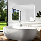 BONEWEI White Bathroom Mirror,55x36 inch Wall Mirror for Bathroom Wall Mounted,Rectangle Mirror for Bathroom Over Sink,Modern Frame Round Corner for Living Room,Bedroom Entryway,Horizontal/Vertical