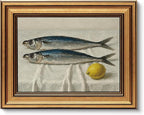 VIYYIEA Vintage Gold Framed Wall Art for Living Room, Salted Fish Canvas Prints Home Decor, Oil Painting Picture, Bedroom Wall Decor Gifts for Friends or Family -【Salted Fish & Lemon】-(10L x 8W)