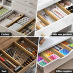 Bamboo Drawer Dividers,12-21" Adjustable Drawer Organizers for Clothes,Expandable Dresser Separators in Kitchen/Bedroom/Bathroom/Vanity/Office Organization and Storage,8-Pack