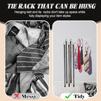 Gisafai 4 Pcs Tie Rack Organizer Wall Mounted Belt Holder Rack for Closet with Rubber Tips 100 Hooks in Total Hanging Organizer Hanger for Ties, Belts, Scarves, Jewelry, Necklaces