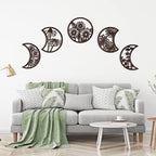 Jetec 5 Pcs Moon Phase Wall Art Decor Wall Pediments Hanging Wooden Phase Spiritual Bedroom Nordic Boho Lunar Aesthetic Art for Living Room Dorm Apartment Ornament(Brown)