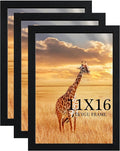 11x16 Picture Frame Set of 3,Wooden Frame 11x16 Wall Gallery Poster Photo frame Black with Durable Shatter Resistant Plexiglass for Wall Mounting Family -friend- wedding best gift