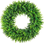 DDHS Large Boxwood Wreath Front Door 24'' Artificial Spring Wreaths for Front Door Farmhouse Wedding Green Year Round Indoor Outdoor for Summer Wreath st Patrick's Day Decoration -(Hello Sign)