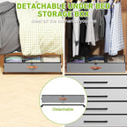 Under Bed Storage with Wheels, 2-Pack Under Bed Storage Containers with Clear Lids, XXL 65L Under the bed storage Organizer Bins, Rolling Under Bed Metal Drawer for Clothes,Shoes,Toys (gray)