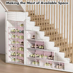 Shoe Storage Box, 15 Pack Clear Plastic Stackable Shoe Organizer for Closet, Interlocking Design Shoe Container Bins for Sneakers, Foldable Shoe Rack with Lids, Pink