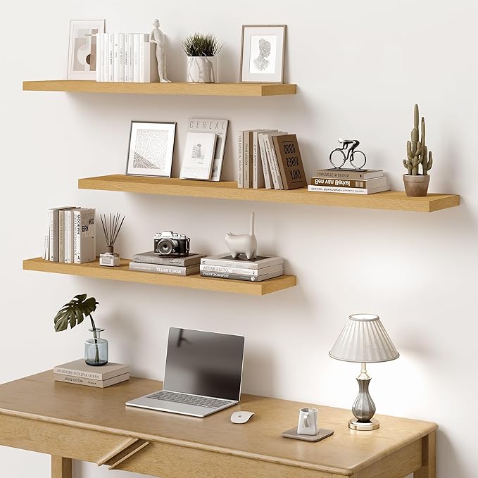 Vivelove 10" Deep Floating Shelves Over Toilet, 10.2" Wall Shelves for Bathroom Bedroom Kitchen Living Room Laundry Room, Modern Rustic Shelves for Home Decor, 10.2"x10.2"x1.5", Set of 2, Oak