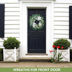 Spring Summer Wreaths for Front Door Porch, 22" Hydrangea Eucalyptus Wreath for Indoor Outdoor All Seasons, Artificial Greenery Farmhouse Decor for Mother's Day