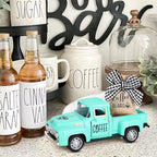 Hxezoc Coffee Decor for Coffee Bar Metal Truck with Coffee Beans Burlap Sack Vintage Pickup Mini Diecast Truck for Farmhouse Coffee Station Home Coffees Bar Tabletop Decorations (Blue)