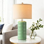 PARTPHONER 23" Farmhouse Modern Ceramic Table Lamp Set of 2 - Sage Green Bedside Lamps for Bedroom & Living Room, Nightstand, Desk, End Table