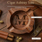 Cigar Ashtrays for Men Personalized Walnut Cigar Ash Tray for Outdooor Custom Name Wooden Ashtray Father's Day Christmas Engraved Monogramed Ashtray Gifts for Husband Dad Groomsmen Papa Grandpa