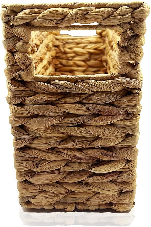 Hand-Woven Magazine Holder, Natural Magazine Basket Rack Water Hyacinth Narrow Basket Bin 15.5 x 5.75 x 9.5 Inch Magazine Wicker Basket for Storage, Bathroom, Office, Desk