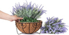 Ivydale Artificial Faux Outdoor Hanging Flowers Plants Basket for Porch Spring Decoration, 12 Bundlies Fake UV Resistant Lavender with Coconut Lining Baskets for Home Patio Balcony Yard