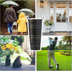 Round Umbrella Bucket, Metal Umbrella Holder with Handles, Umbrella Holder for Umbrellas, Canes and Walking Sticks, Vintage Umbrella Stand for Decorations