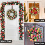 Wreath Hanger,Adjustable Length 14.9-25 Inch Metal Door Hanger,Wreath Hanger for Front Door 20 lbs Larger Christmas Wreaths Decorations Hook