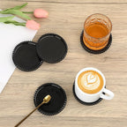 Glass Black Coaster Set of 5- Coasters for Glass Table Black Coasters Modern Round Cup Mats Coffee Table Decor for Kitchen, Bar, Dining Room, Living Room, Office