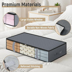LANDNEOO 4 Pack 90L Under Bed Storage Containers - Underbed Storage for Clothes, Blankets - Closet Organizers and Storage Bags - Under the Bed Storage Bins with Handles & Clear Front