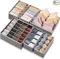 6 Pack Drawer Underwear Organizer, 59-Compartment Foldable Sock Bra Drawer Organizer Divider Fabric Dresser Closet Organizers and Storage Box for Storing Bra, Socks, Baby Clothes, Panty, Scarf, Ties