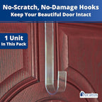 Non-Scratch 100% Clear 12In Xmas Wreath Hanger 1Pk. Best Long Hooks for Indoor or Outdoor Holiday Home Decor. Slim Christmas Wreaths Holders Hang Fall Halloween Decorations Over Front or Storm Door.