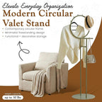 Kings Brand Furniture Cheska Suit Valet Stand with Circular Frame - Tie Jacket Clothes Hooks, Freestanding Clothing Organizer, Lemon Pepper