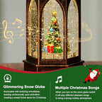 Christmas Snow Globe Lantern Water Glittering Christmas Tree Crown with Music, USB Lined/Battery Operated Lighted Lantern for Christmas Festival Decoration Gifts