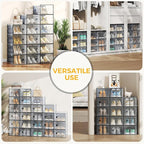 NEWBULIG 36 Clear Shoe Storage Boxes, Shoe Organizer for Closet with Lid, Plastic Stackable Breathable Shoe Cabinet with Lid for Sneakers, Heels & Boots, Black