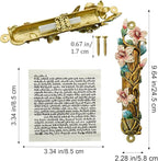 Mezuzah with Scroll for Door, Enamel&Zinc Alloy Blessing Mezuzah Case for Door, Colored Painted Mezuzha Scroll Kosher for Jewish Gifts/Jewish Decor, Christmas (Brushed Gold, 2.28x9.64 in)