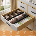 Bamboo Drawer Dividers,17-22" Adjustable Kitchen Drawer Organizer for Clothes,6 Pack Expandable Drawer Organization Separators for Bedroom,Bathroom,Dresser and Office,Black