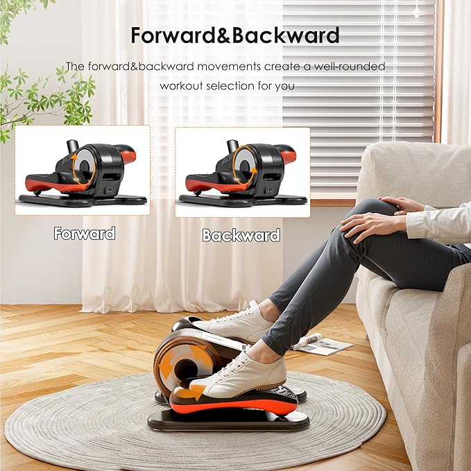 Under Desk Elliptical Machine for Seniors – Compact, Quiet & Portable Mini Leg Pedal Exerciser with Adjustable Speed and LED Display for Home and Office Workouts