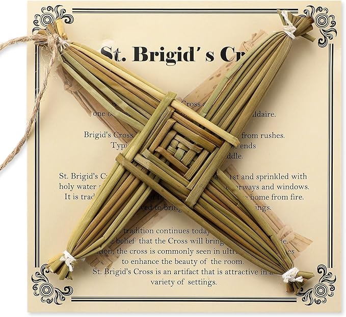 Bucherry St. Brigid's Wall Cross Decor Irish Gift Cross with History Card for Irish Blessing Gift for Celtic Imbolc Decor(Classic Style,5 in,Green)
