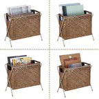 BTSKY Magazine Basket, Mail Basket for Counter, Woven Storage Bin with Metal Rack & Handle for Files, Books, Newspapers, Desktop Organizer for Office, Living Room, Dorm, Bathroom, 12"x5.7"x8.7"