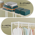 H5 Extra Large Heavy Duty Clothes Rack, Wire Garment Rack, Freestanding Clothing Rack for Hanging Clothes, Wardrobe Closet with Adjustable Shelf, 93.3" Wx15.7 Dx75.4 H, White, Load 1400 lbs