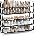 SONGMICS 5-Tier Shoe Rack, Shoe Storage for Hallway Closet, Slim and Space-Saving, Metal Frame, Non-Woven Fabric Shelves, Black ULSH55H