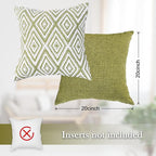 HPUK Decorative Throw Pillow Covers Set of 4 Geometric Design Linen Cushion Cover for Couch Sofa Living Room, 20"x20" inches, Green