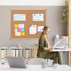 Extra Large Cork Bulletin Board 48" X 48", Foldable Notice Pin Board for Wall, Silver Aluminum Framed 4'x4' Corkboard, Wall Mounted Noticeboard with 36 Push Pins for School, Home & Office