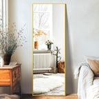 TRAHOME Standing Mirror Full Length Mirror,15" x 56" Large Floor Mirror with Aluminium Frame for Door Bedroom Bathroom Living Room(Gold)