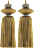 2 Pcs Decorative Tassels for Home Decor, Elegant Lamp Tassels & Door Tassels, Soft Silk-Look Hanging Tassel Accent for Table Lamps, Cabinets & Interior Styling, 4.3 Inch Tassel Ornament (Gold)