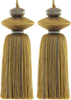 2 Pcs Decorative Tassels for Home Decor, Elegant Lamp Tassels & Door Tassels, Soft Silk-Look Hanging Tassel Accent for Table Lamps, Cabinets & Interior Styling, 4.3 Inch Tassel Ornament (Gold)