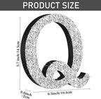 Qunclay 5.7" Silver Crystal Diamond Bling Letters Crushed Diamond Decoration Wooden Glitter Letter with Screw and Hooks Rhinestone Gift for Wedding Y2k Mcbling Bedroom Wall Decor (Letter Q)
