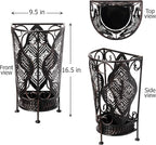 Dualplex Umbrella Holder Umbrella Stand Rack Super Quality Metal Entry Hallway Décor Removable Drip Tray for Home Office Holds Umbrellas Canes Walking Sticks Best Gift 16" Tall (Wallside, Antique)