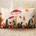 Embroidered Lumbar Pillow Cover 20x12 Inch - Spring Summer Boho Decorative Pillow Cover with Zipper for Living Room Couch Sofa Bed Aesthetic Design Mushroom Moon Cushion Pillowcase