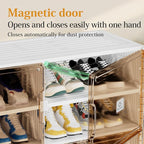Foldable Shoe Rack Organizer for Entryway with Clear Magnetic Doors - Large Capacity Shoe Cabinet for Boots, Sneakers & All Shoes, Easy Assembly, White 9-Tier 36 Pairs