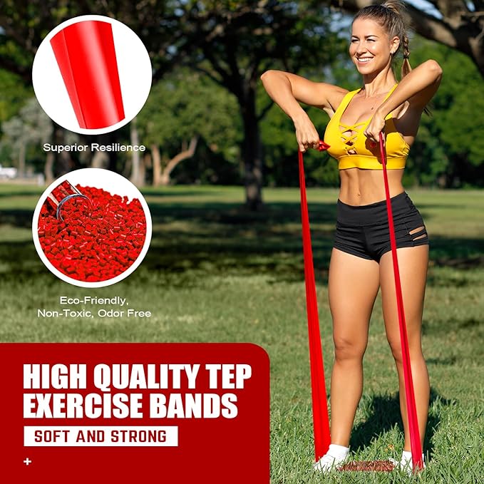 HPYGN 3 Levels Non-Latex Exercise Bands for Physical Therapy & Yoga, Professional Resistance Bands Set for Working Out, Strength Training, Pilates & Rehab, TPE Elastic Stretch Bands for Seniors, Women