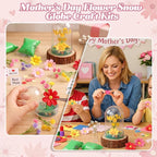 Newtay 12 Sets Mother's Day Flower Snow Globe Craft Kits with Artificial Flower Stickers Clay DIY Plastic Globe Kit Art Activity Project for Home Spring Party Supplies