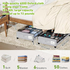 Under Bed Storage with Wheels, XXL 60L Under the Bed Storage Bins, Underbed Storage Containers with Lids & Label, Rolling Metal Drawer for Shoes, Clothes, Books, Toys (4-Pack Gray)
