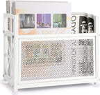 White Magazine Holder, Metal Magazine Rack Floor, Magazine Storage Basket, Mesh Magazine File Holder, Magazine Holders for Shelves，Magazine Stand for Desk, Folder Organizer Bin for Magazines