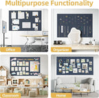 Large Cork Board for Wall 48" x 60" Blue Bulletin Board with Safe Removable Adhesive Squares for Pictures Photos, Alternative CorkBoard Felt Pin Boards Tiles for Office Classroom Wall Decor - 20 Pack
