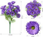 HyeFlora Artificial Fake Flowers for Outdoors Spring Summer Decor, 6 Bundles Faux Daisy Plants Silk Flowers for Outside Realistic UV Resistant for Outdoor Planter Porch Patio Balcony Yard Home, Purple