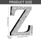 Qunclay 5.7" Silver Crystal Diamond Bling Letters Crushed Diamond Decoration Wooden Glitter Letter with Screw and Hooks Rhinestone Gift for Wedding Y2k Mcbling Bedroom Wall Decor (Letter Z)