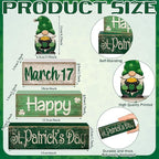 Lineshading 4 Pcs St Patricks Day Table Decoration Wooden St Patrick's Day Gnomes Tiered Tray Decor Irish Centerpiece Green Lucky Gnomes Block Signs Gifts for Saint Patty's Party Home Kitchen